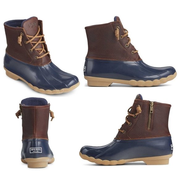 Sperry Shoes - Sperry Women's Tan/Navy All-Weather Leather Saltwater Core Duck Boots Size 9M